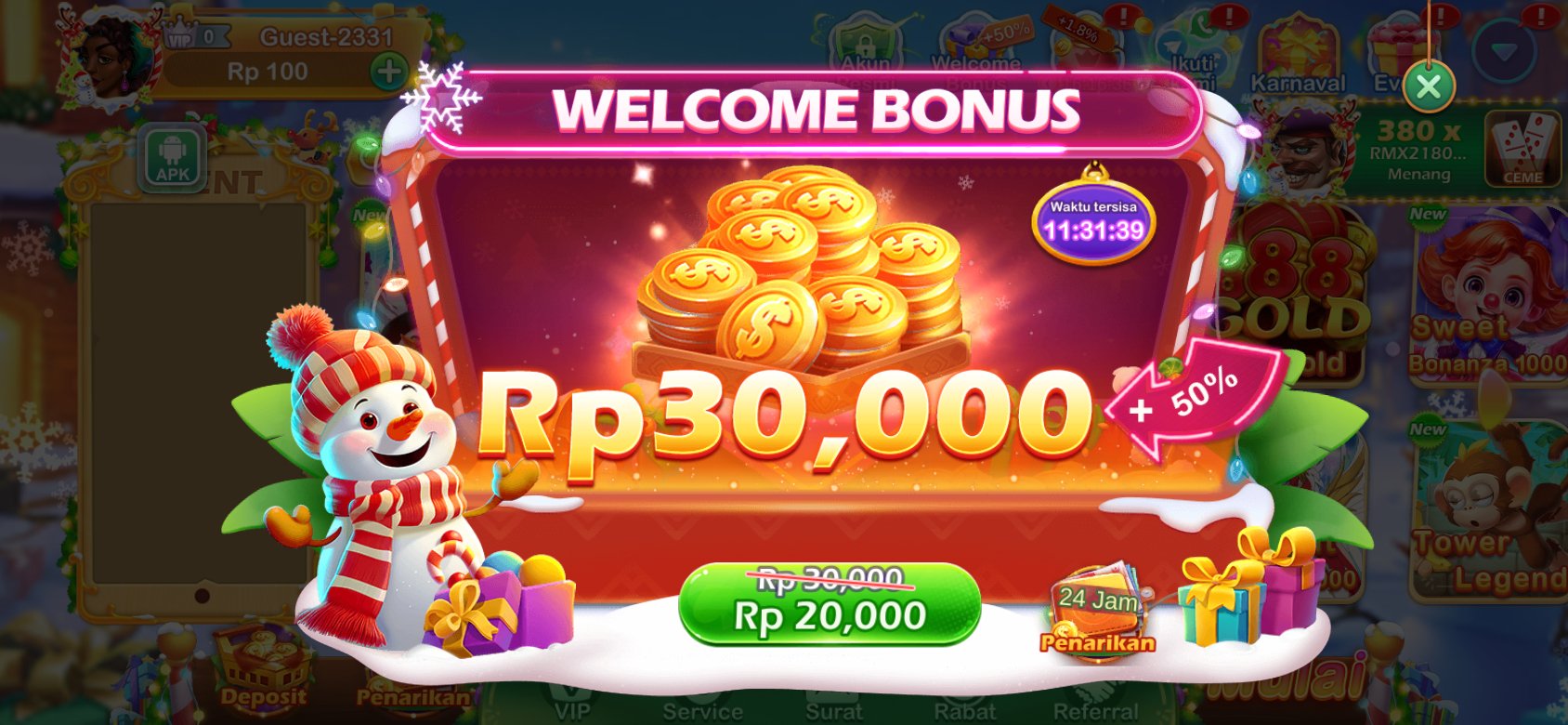 Bonus selamat datang HP777 dengan diskon spesial untuk pengguna baru.